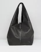 Asos Leather Unlined Slouchy Shoulder Bag - Black
