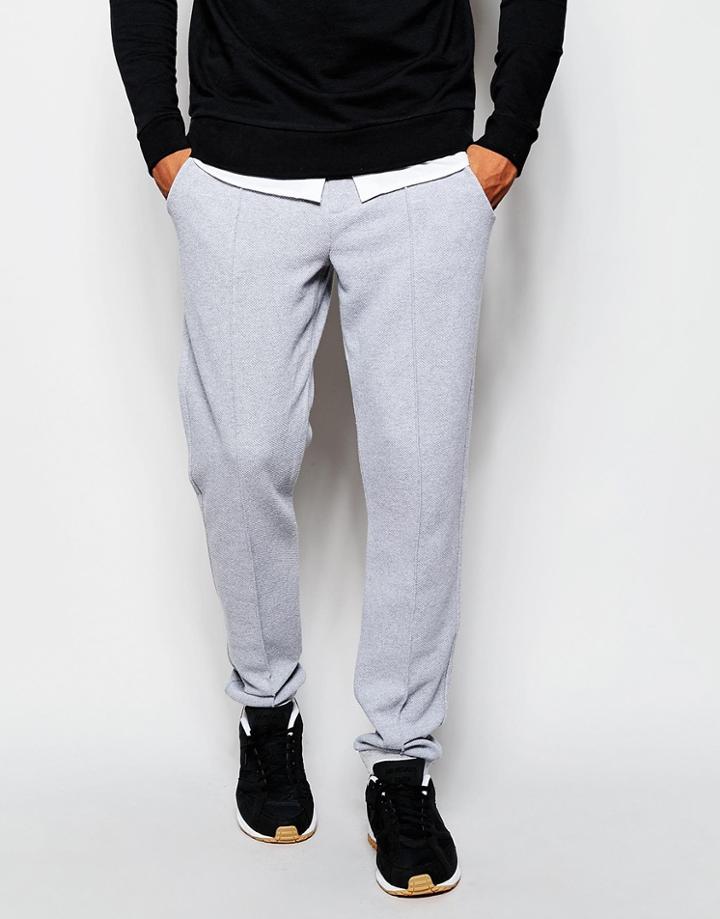 Asos Skinny Joggers In Pique Fabric - Light Gray