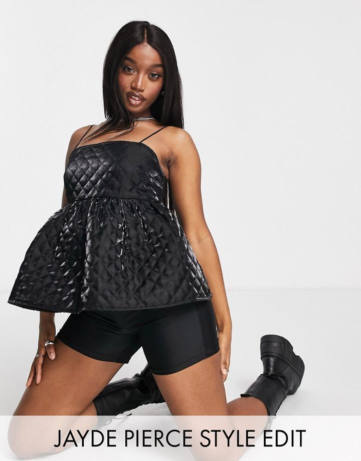 Asos Design Smock Quilted Cami In Black-no Color