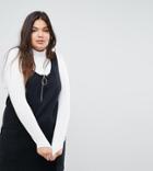 Simply Be Zip Detail Denim Pinafore Dress - Black