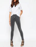 Asos Ridley High Waist Skinny Jeans In Slated Gray - Gray