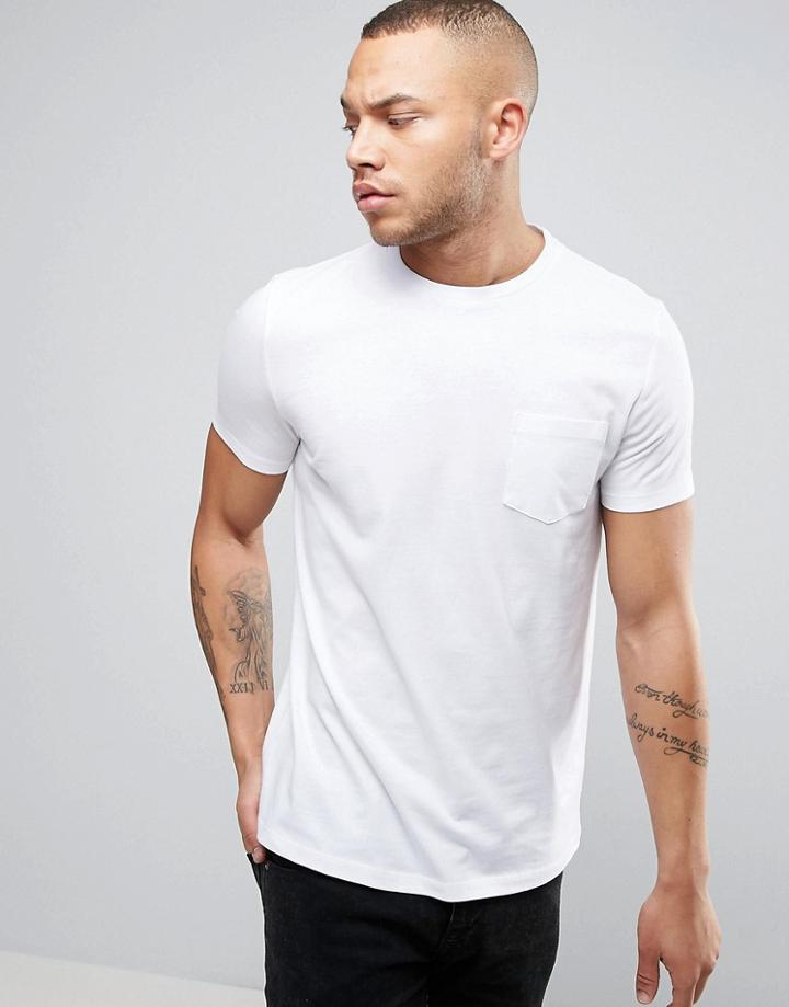 Asos Crew Neck T-shirt With Pocket In White - White