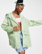 Asos Design Four Pocket Chuck On Rain Jacket In Mint-green