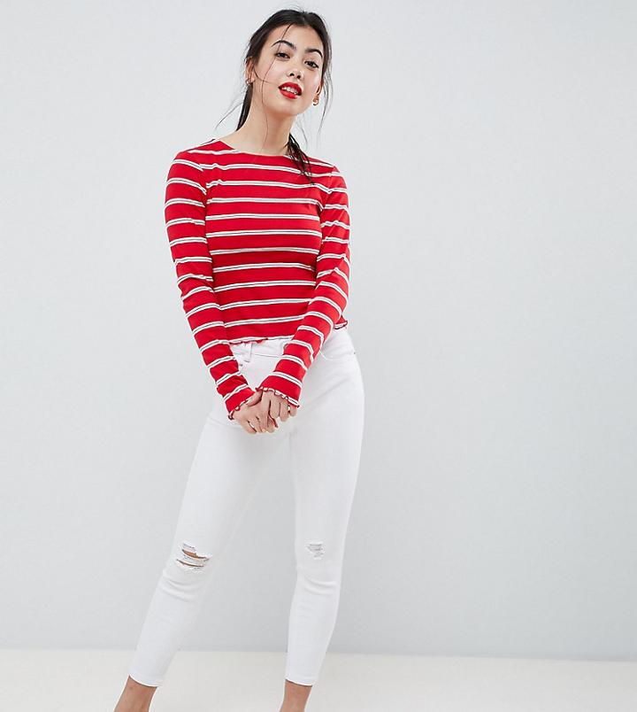 New Look Petite Ripped Skinny Jeans In White - White