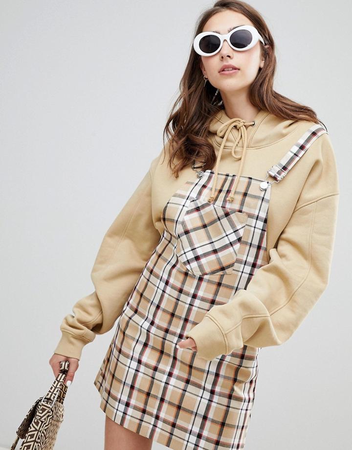 Stradivarius Check Dunagaree Dress - Multi