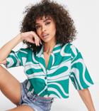 Fila Swirl Print Cropped Shirt In Blue