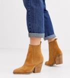 Asos Design Wide Fit Relative Suede Studded Heeled Western Boots