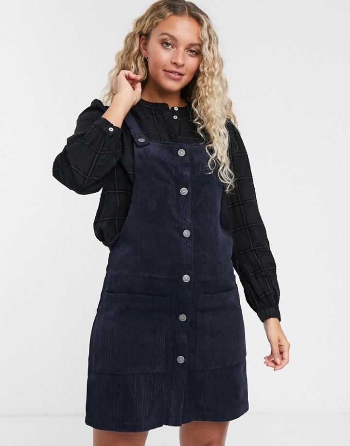 Only Jumbo Cord Pinny Dress-navy