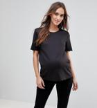 New Look Maternity Scallop Short Sleeve Top - Black