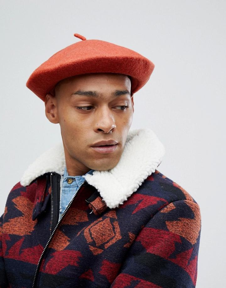 Asos Design Beret In Tobacco - Tan