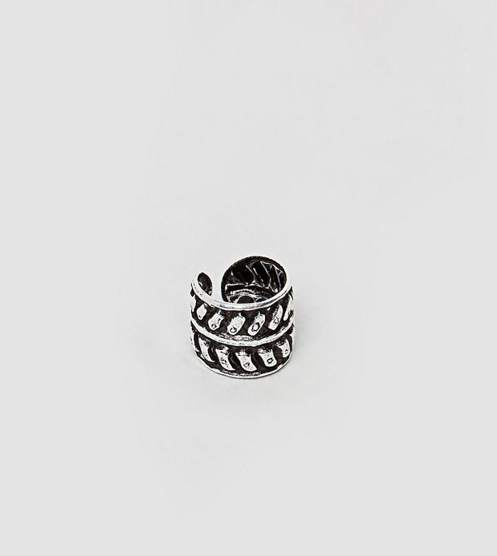 Asos Design Sterling Silver Etched Ear Cuff - Silver