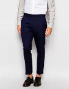 Asos Slim Smart Cropped Pants - Navy