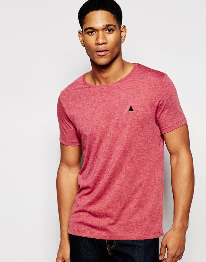 Asos T-shirt With Crew Neck And Embroidery In Red Marl - Red