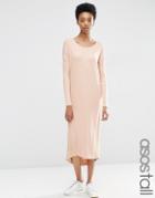Asos Tall Slouch Oversize T-shirt Dress In Baby Rib - Pink