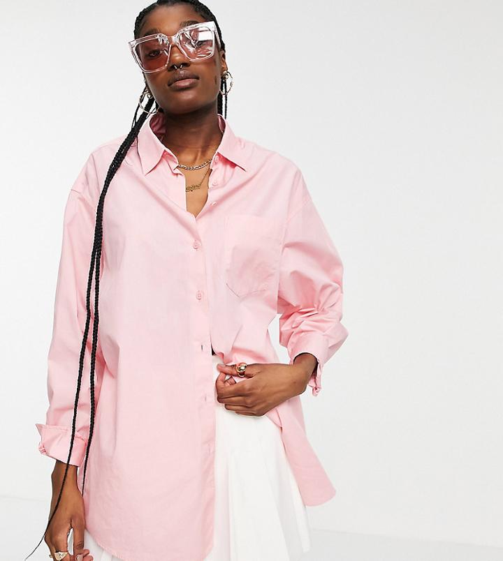 Collusion Organic Cotton Oversized Shirt In Pink