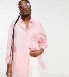 Collusion Organic Cotton Oversized Shirt In Pink