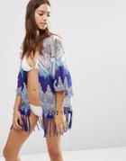 Pia Rossini Toulouse Printed Kimono With Tassels - Toulouse