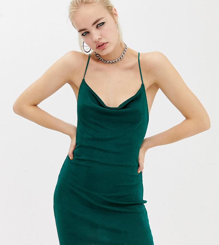 Collusion Slinky Cross Back Cami Dress - Green