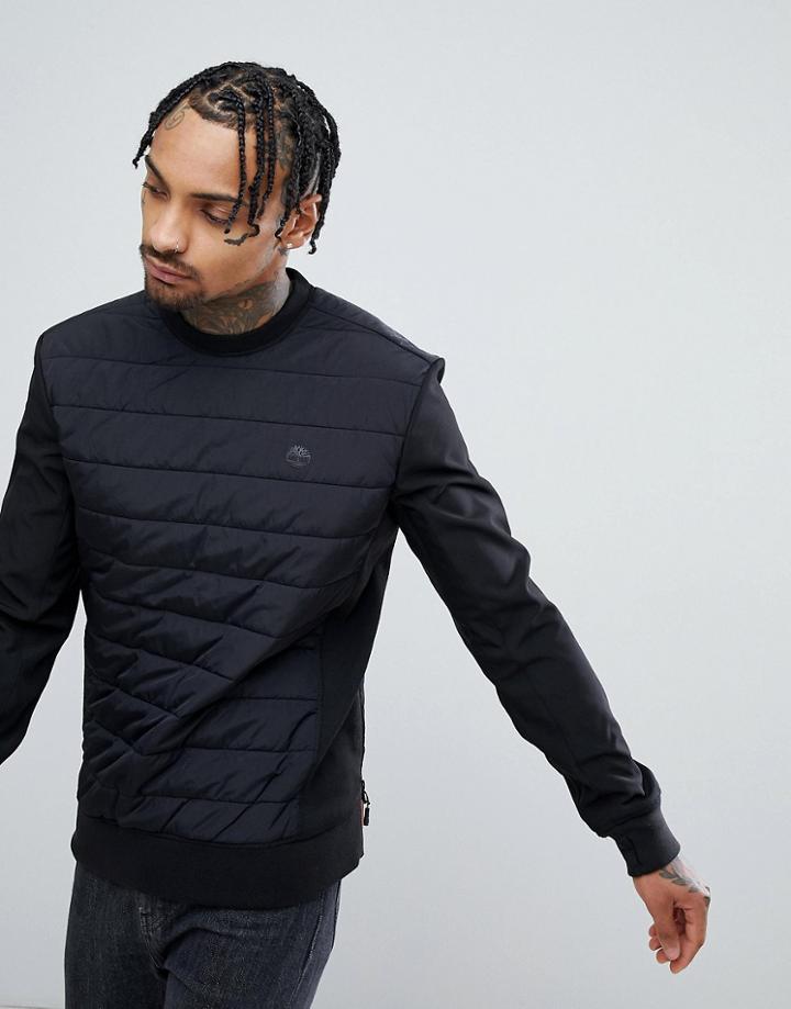 Timberland Quilted Crew Neck Sweatshirt In Black - Black