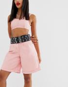 Asos Design Super Wide Multi Eyelet And Chain Waist Belt In Black