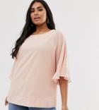 Simply Be Blouse With Angel Sleeve In Blush - Pink