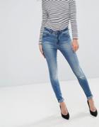 Only You Pearl High Waisted Rip Knee Jeans - Blue