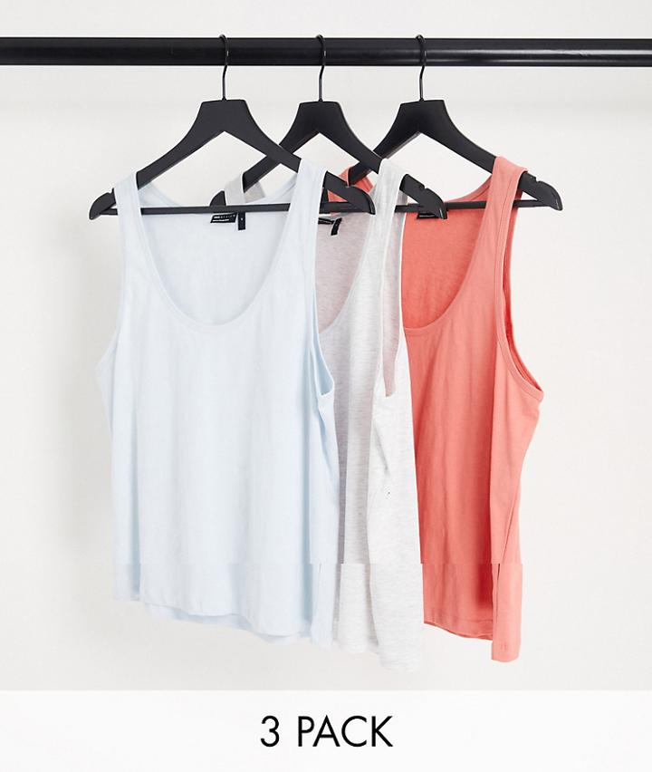 Asos Design 3 Pack Tank Tops In Multi