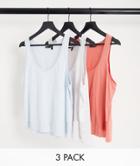 Asos Design 3 Pack Tank Tops In Multi