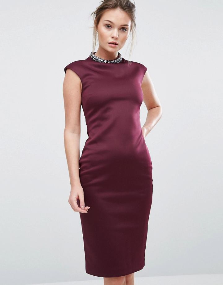 Ted Baker High Neck Embellished Dress - Purple