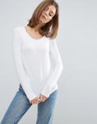 Asos T-shirt With Long Sleeve And Scoop Neck - White