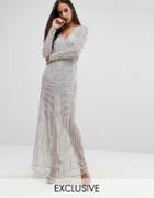 Starlet Embellished Wrap Maxi Dress - Gray