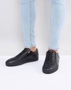 Hugo By Hugo Boss Futurism Leather Zip And Lace Sneakers In Black - Black