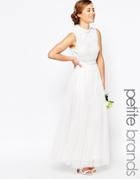 Maya Peite Heavily Embellished Bodice Pleated Maxi Dress - White