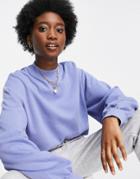 Asos Design Boxy High Neck Sweatshirt In Blue-blues