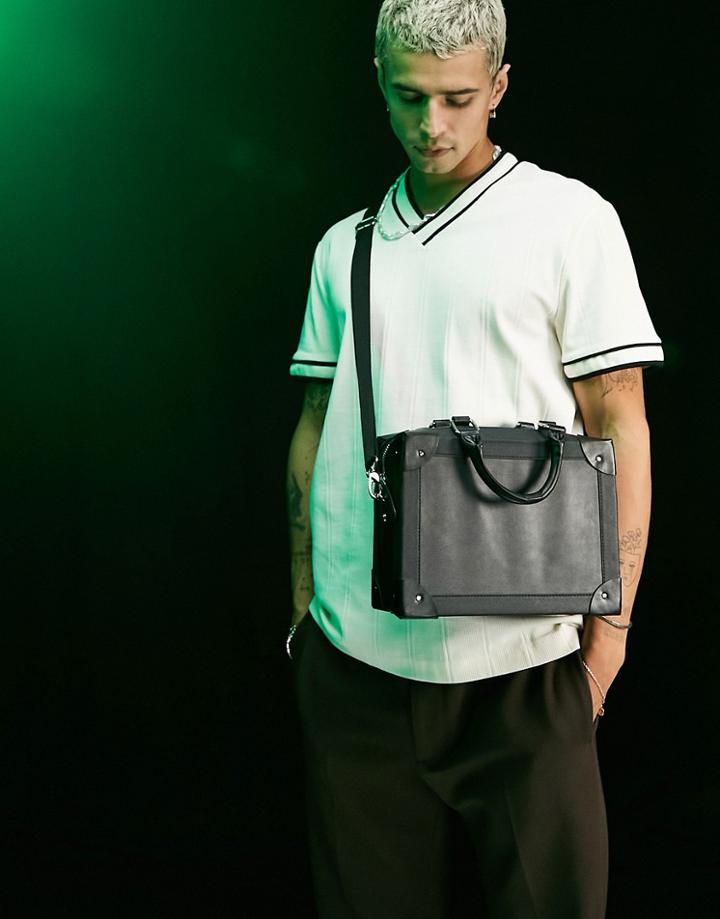 Asos Design Structured Box Bag In Black