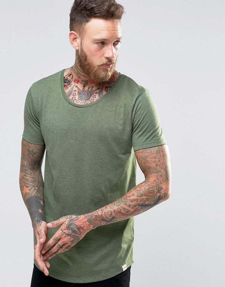 Lee Shaped Hem T-shirt Hillside Green Melange - Green