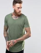 Lee Shaped Hem T-shirt Hillside Green Melange - Green