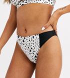 Peek & Beau Fuller Bust Exclusive Eco Twist Front Crop Bikini Top In Contrast Dalmatian D-f-multi