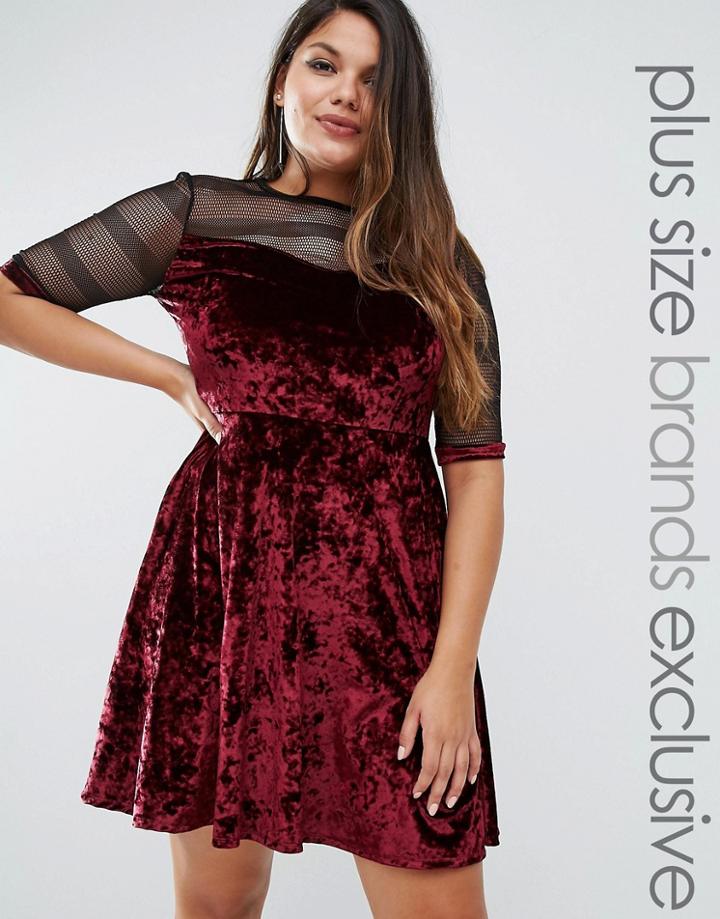 Pink Clove Velvet Skater Dress - Purple