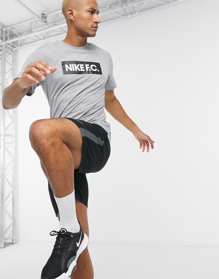 Nike Soccer Fc Box Logo T-shirt In Gray-black
