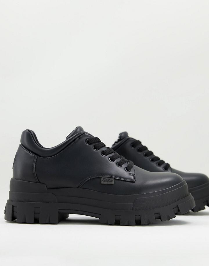 Buffalo Vegan Chunky Lace Up Shoes In Black