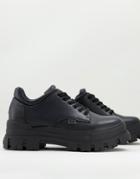Buffalo Vegan Chunky Lace Up Shoes In Black