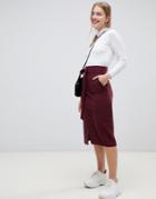 Asos Design Tailored Pencil Skirt With Obi Tie-purple
