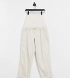 Asos Design Maternity Slouchy Chino Pants In Cream With Over The Bump Band-white