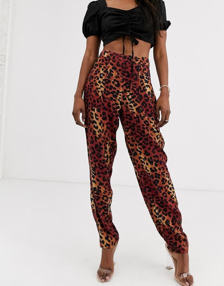 Asos Design Soft Peg Pants In Leopard Print