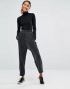 Monki Glitter Metallic Slim Leg Pants - Black