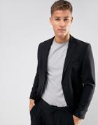 Asos Slim Suit Jacket In Black Lightweight Crepe - Black