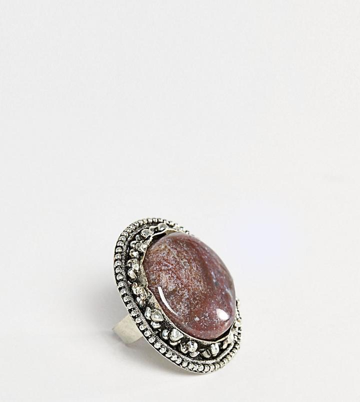 Sacred Hawk Circle Stone Ring - Silver