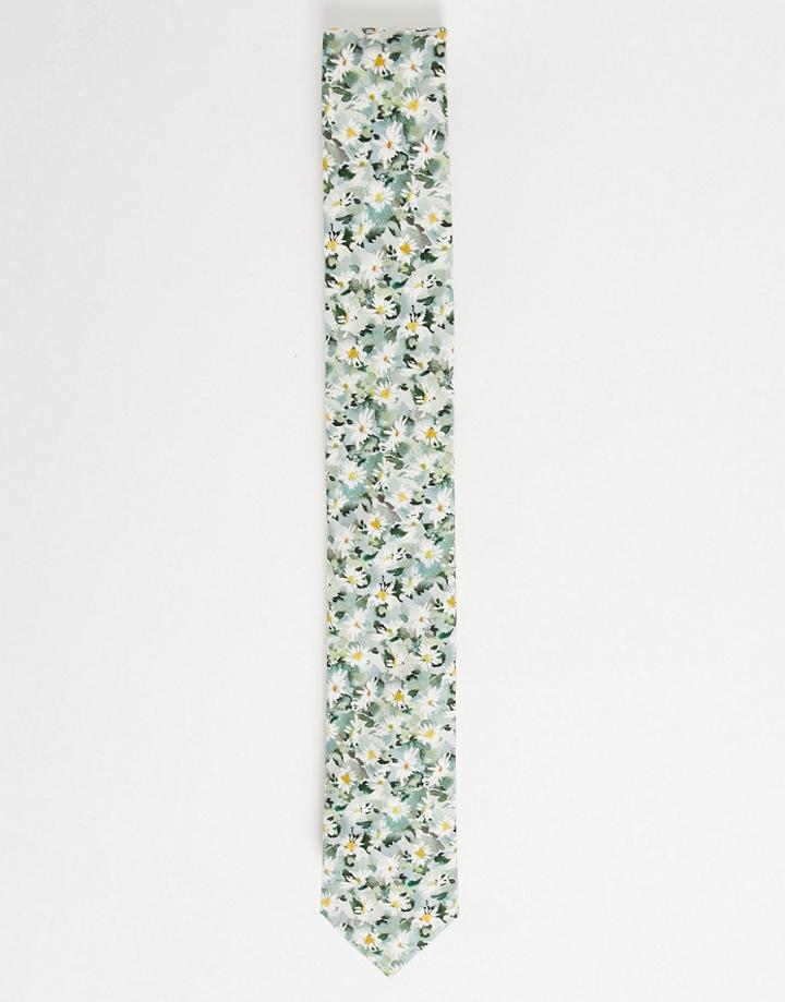 Gianni Feraud Liberty Print Disty Floral Tie-green