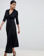 Asos Design Midi Shirt Dress With Safety Pin-black